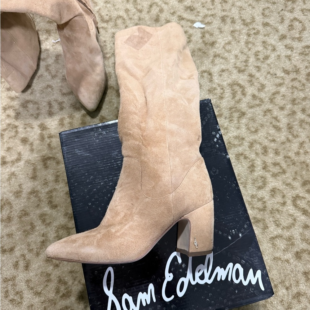 Sam Edelman Beige Suede Heeled Boots